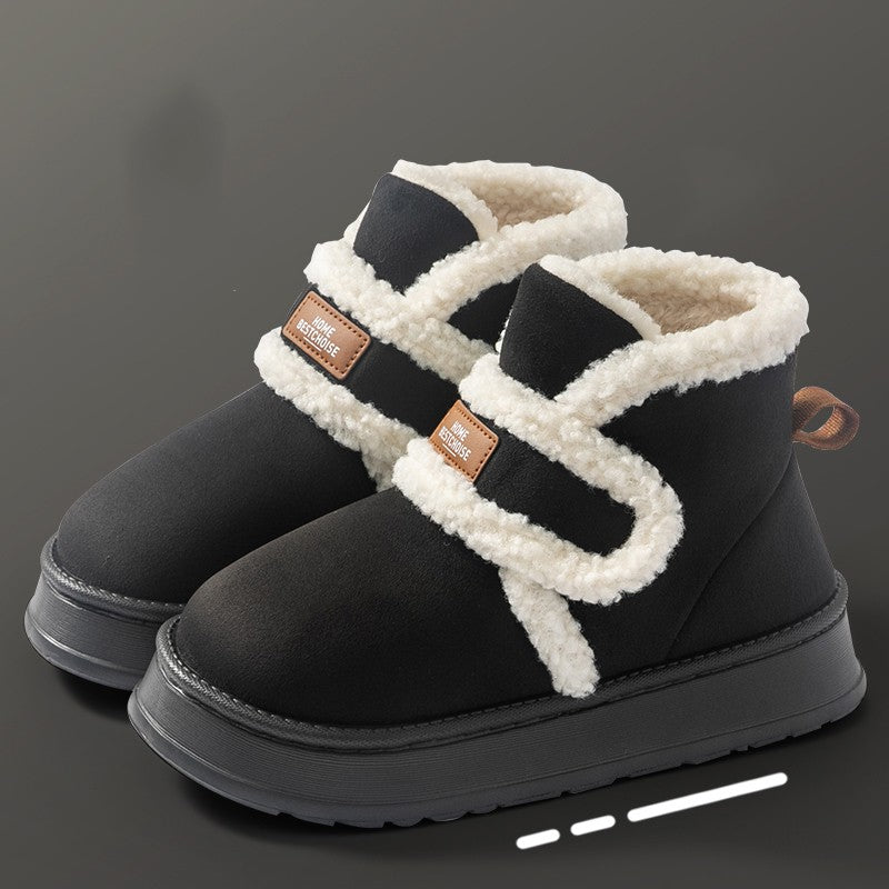 Thick Soled Snow Boots For Women Fluffy Plush Faux Fur Soft Slippers Winter Indoor Comfortable Home Non-slip Cotton Shoes