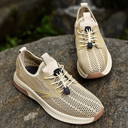 Sapatos Masculinos Casuais de Couro Genuíno para Exteriores Marca de Sapatos Masculinos para Escalada Caminhada Viagem Sapatilhas Respiráveis Masculinas Calçados de Verão