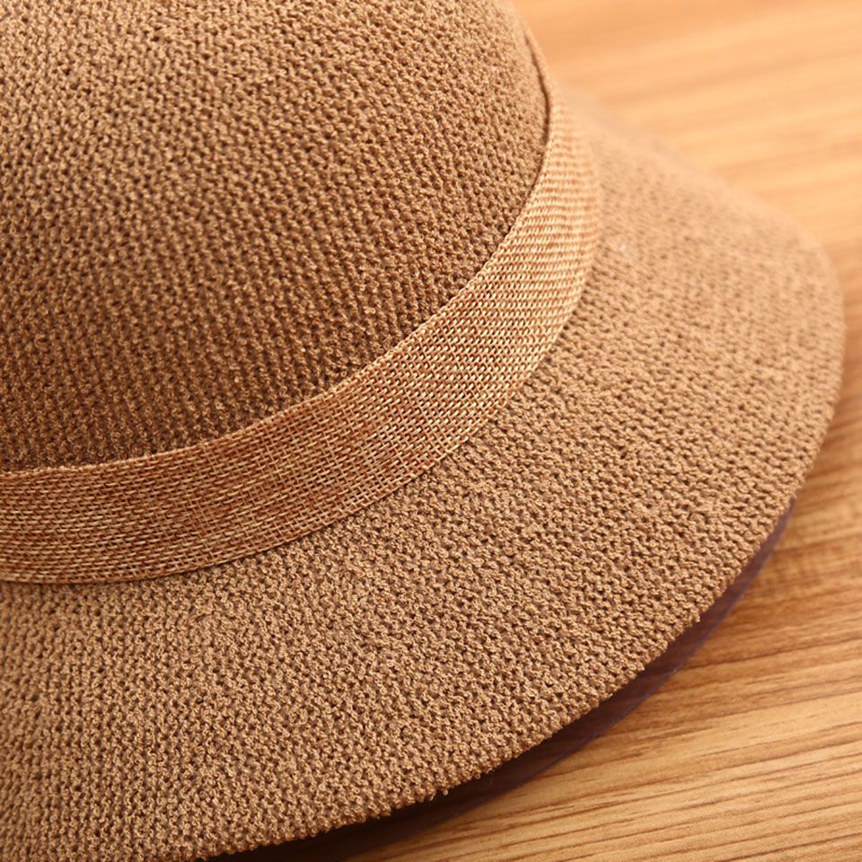 2021 fashion summer Women's bucket hat Straw made Bow hand-made straw hat foldable parent-child Panama hat children beach sun vi
