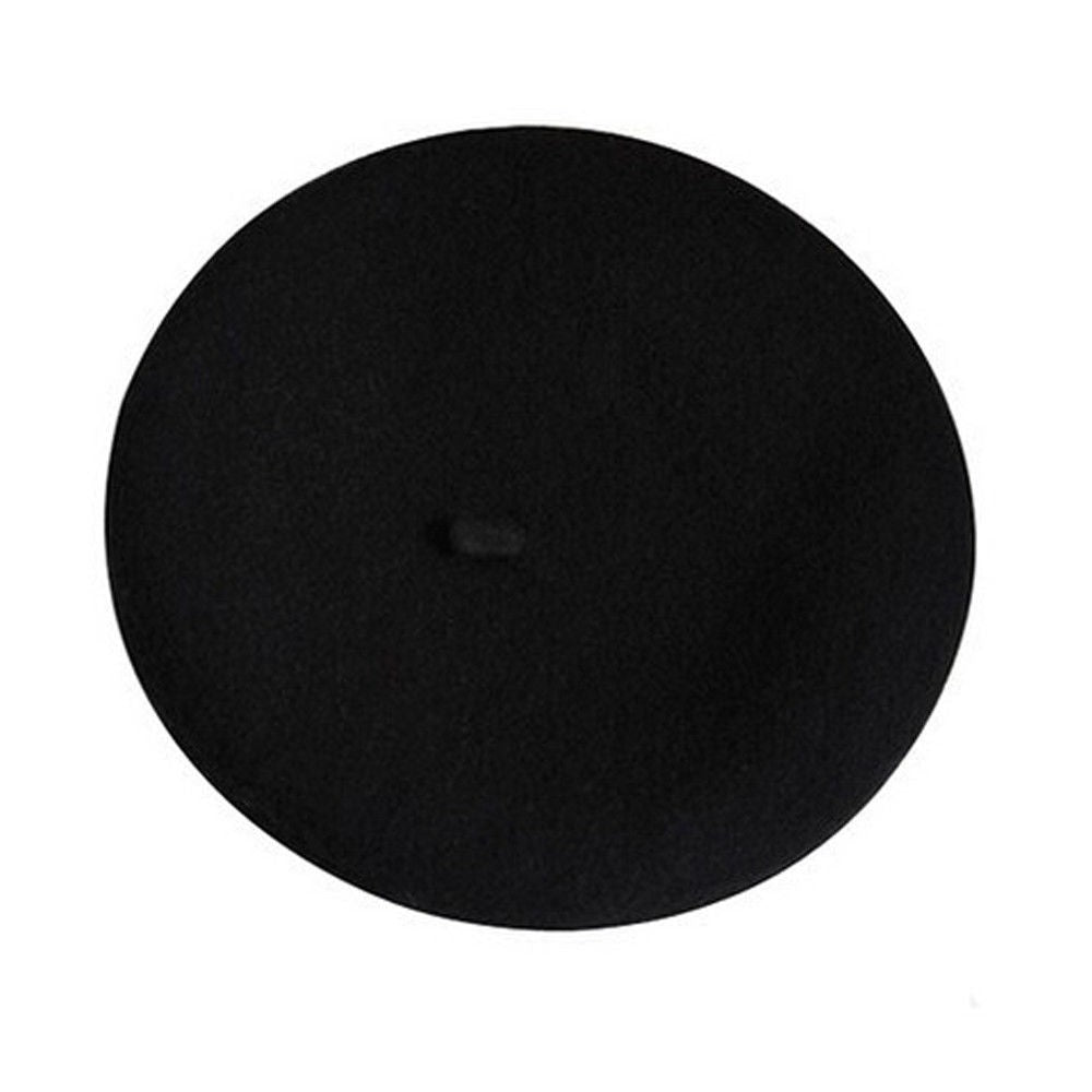Boina de lã sintética quente de inverno feminina meninas artista francesa gorro chapéu vermelho preto roxo bege laranja Kawaii bonés de topo plano aquecedores