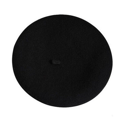Boina de lã sintética quente de inverno feminina meninas artista francesa gorro chapéu vermelho preto roxo bege laranja Kawaii bonés de topo plano aquecedores