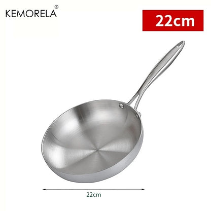 Frigideira de Aço Inoxidável 304 Antiaderente Panela para Bife Panela sem Revestimento Utensílios de Cozinha para Fogão a Gás e Cooktop de Indução