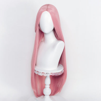Peruca Cosplay Longa Lisa 100cm Partida ao Centro Divisão Central Loiro Rosa Vermelho Roxo Resistente ao Calor Perucas de Cabelo Sintético