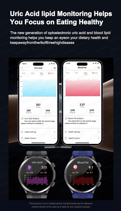 2026 New Health track NFC Air Pump+Air Bag Smartwatch Men Accurate Blood Pressure watches Uric Acid ECG Call Smart Bracelet lady