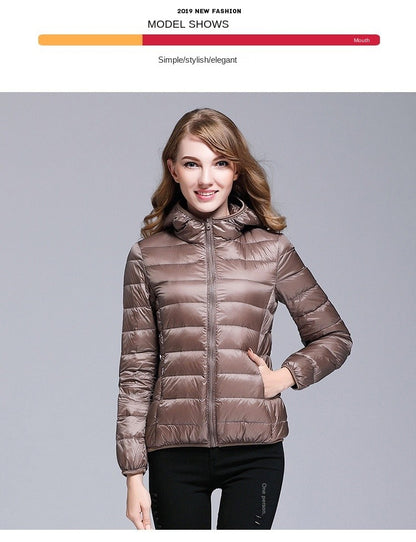 White Duck Down Winter Hoody Jackets Ultra-light Women Down Coats Puffer Long Sleeve Warm Slim Portable Thin Female Outwears 7XL