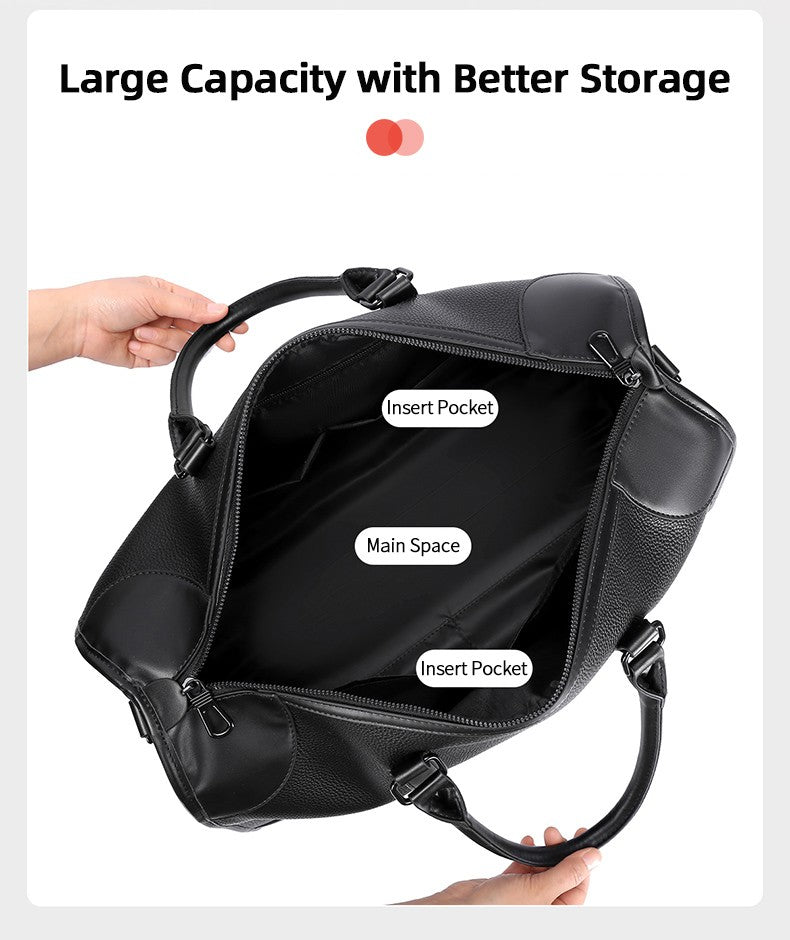 Men‘s Luxe Business Travel Bag Large Capacity with 15.6' Laptop Waterproof PU Material Lightweight for Trip Gym Bolsos de Viajes
