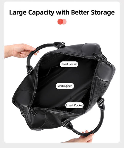 Men‘s Luxe Business Travel Bag Large Capacity with 15.6' Laptop Waterproof PU Material Lightweight for Trip Gym Bolsos de Viajes
