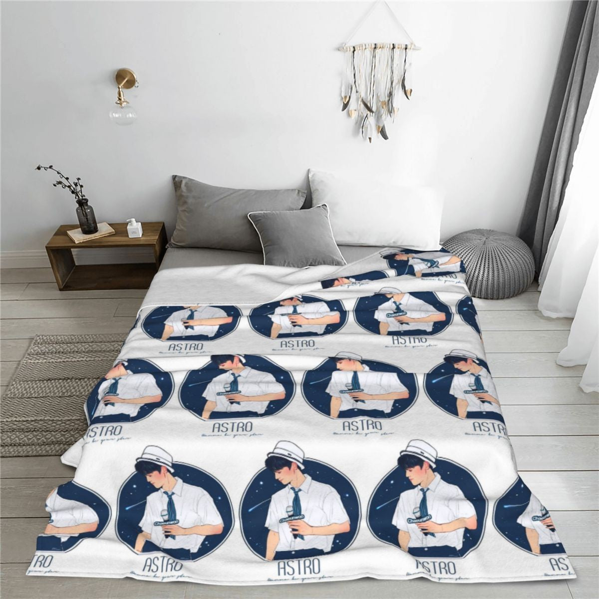 Cha EunWoo Kpop Astro Blankets Soft Warm Flannel Throw Blanket Cover for Bed Living room Picnic Travel Home Sofa