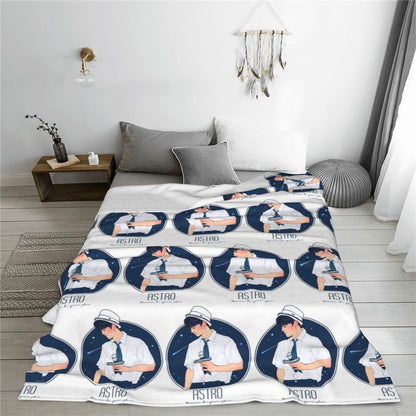 Cha EunWoo Kpop Astro Blankets Soft Warm Flannel Throw Blanket Cover for Bed Living room Picnic Travel Home Sofa
