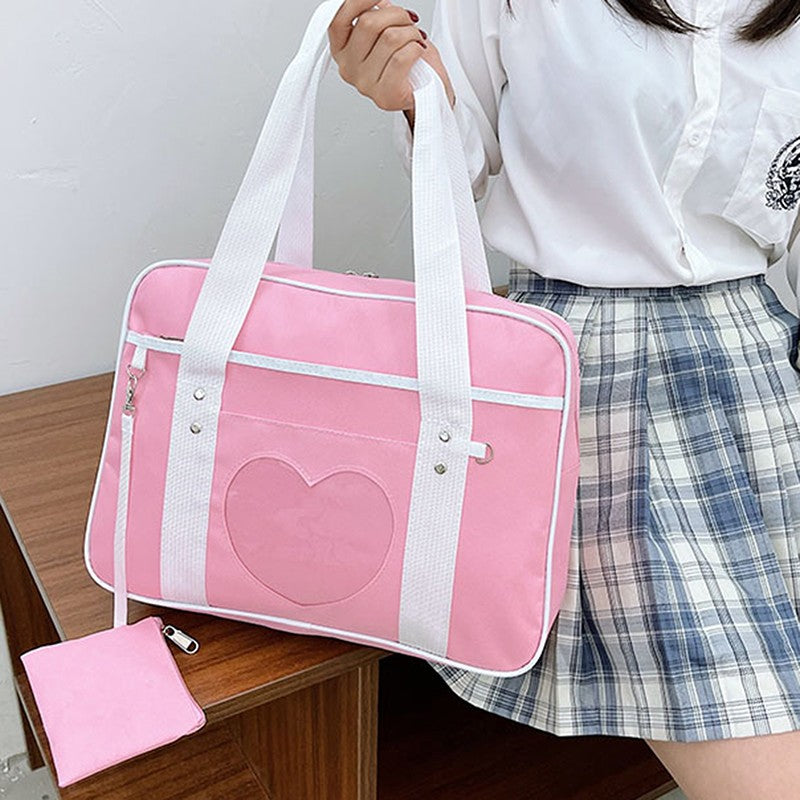 Japanese JK School Heart Uniform Bags Women's Student Handbag Cosplay Anime Shoulder Bag Large Capacity Handbags