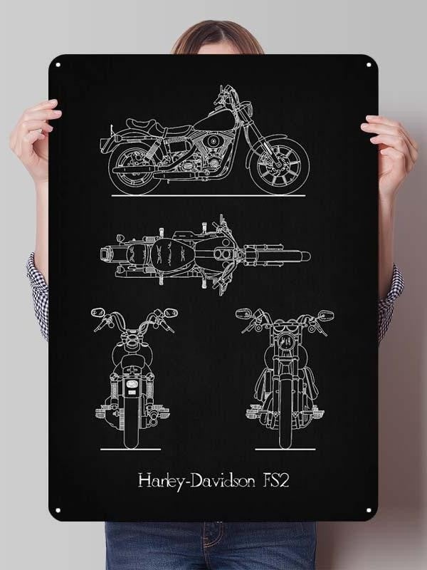 Letreiro de Flandres H-Harley Pôster de Motocicleta Decoração Estética de Quarto Masculino Placas de Metal Personalizadas para Garagem Decoração de Parede Retrô para Casa