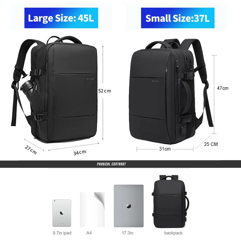 BANGE Mochila Expansível Masculina Impermeável Mochila para Notebook de 17.3 polegadas Masculina Grande Capacidade para Caminhada Viagem Mochilas Masculinas para Homens