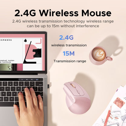 Mouse Sem Fio Vertical UGREEN 2.4G Ergonômico 4000DPI 6 Botões Silenciosos para MacBook, Tablet, Notebooks, Computador, PC, Mouse Preto e Rosa