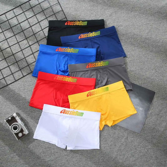 Men's boxer panties, milk silk low rise U convex bag stretch breathable comfortable youth shorts