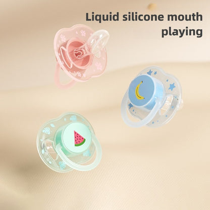 1pc Cute Baby Pacifier Liquid Silicone Nipple Flat Head with Dust-Proof Lid Flower Pattern PP Handle Soother for 3 month above