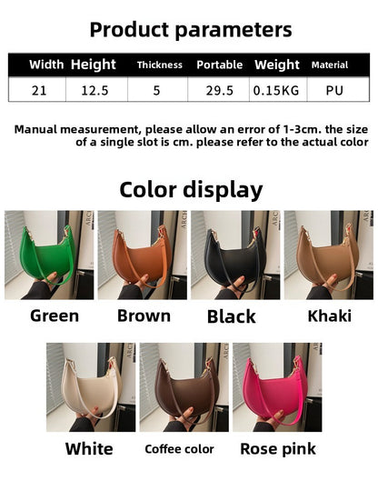 New fashion crescent-shaped bag, luxurious ladies' shoulder bag, elegant and graceful handbag for women.