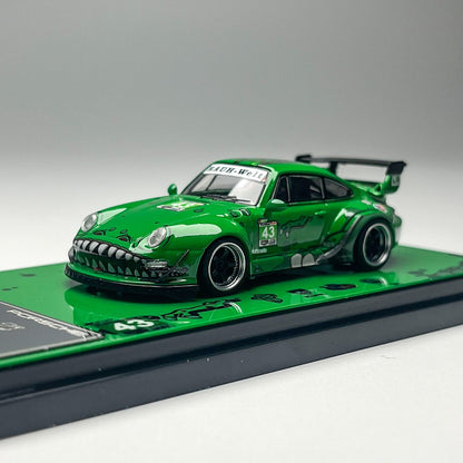In-Stock Flame 1:64 Rwb 993 964 Pink/Green Dinosaur Paint Simulation Alloy Miniature Die-Cast Car Model Custom Children Toy Gift