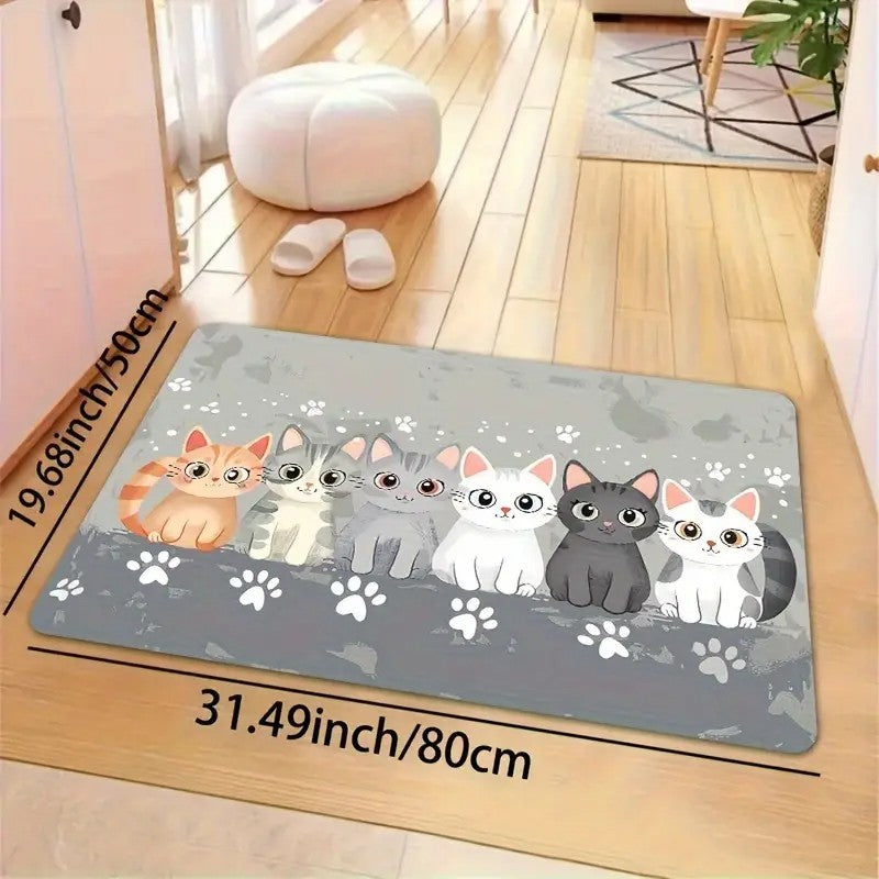 VIKAMA Cartoon Cat Paw Non-Slip Washable Floor Mat--Game Room Rug for Living Room, Bedroom,Home Decor, With Bathroom Accessories