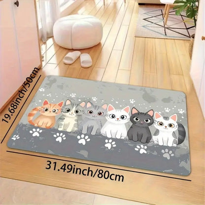 VIKAMA Cartoon Cat Paw Non-Slip Washable Floor Mat--Game Room Rug for Living Room, Bedroom,Home Decor, With Bathroom Accessories