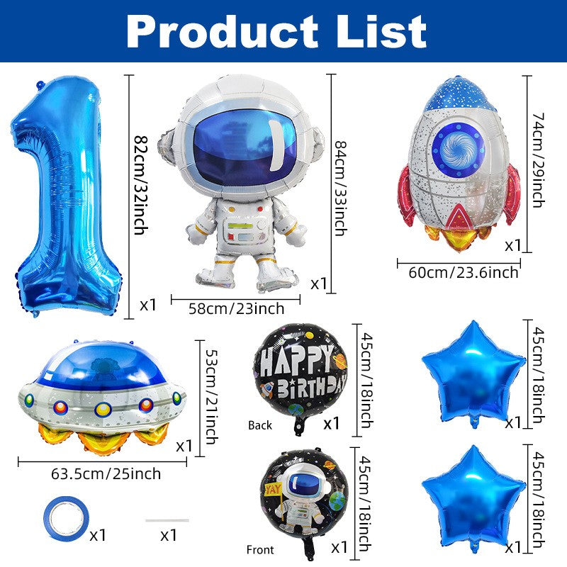 Astronaut Balloon Set Rocket Aluminum Film Balloon Children's Birthday Decoration Astronaut Decoration Supplies