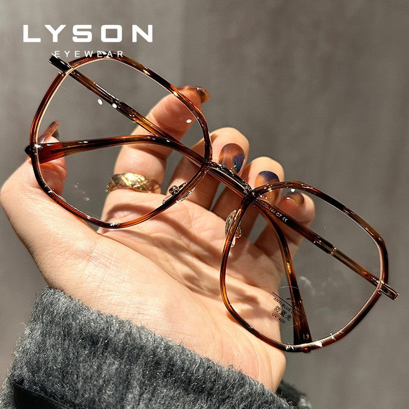 LYSON New Fashion Large Polygonal Women Reading Glasses Anti Blue Light Progressive Prescription Glasses Myopia Optical Eyewear