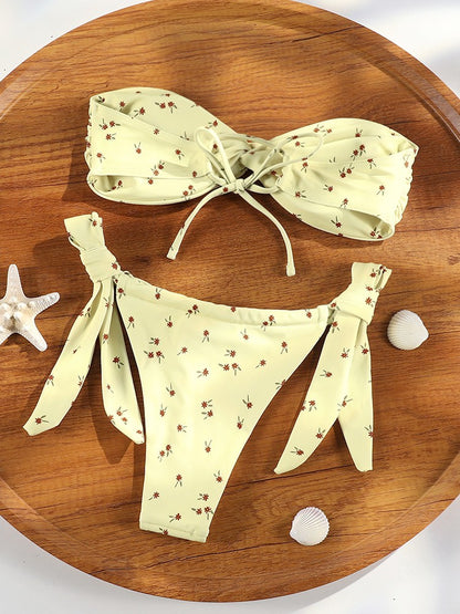 ZRTAK Bandeau Bikinis Set Women Swimsuit Summer Biquini Beach Wear Bowknot Thong Swimwear Swimming Bathing Suit Two Piece Suit