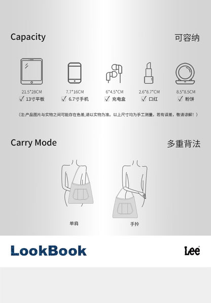 LEE Large Capacity Strong Denim Tote Bag Women High Quality White Canvas Handbag Ladies Daily Traveling Shopping Shoulder Bags