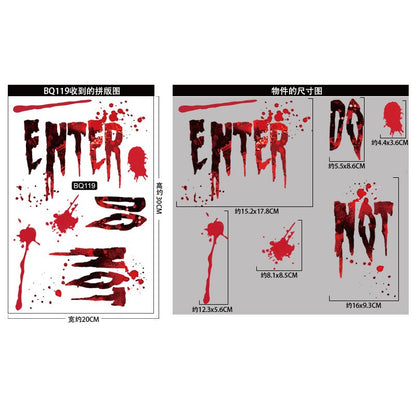 Halloween Mall Window Ghostly Horror Stickers Holiday Party Decoration Blood Fingerprints Electrostatic Stickers Room Decor
