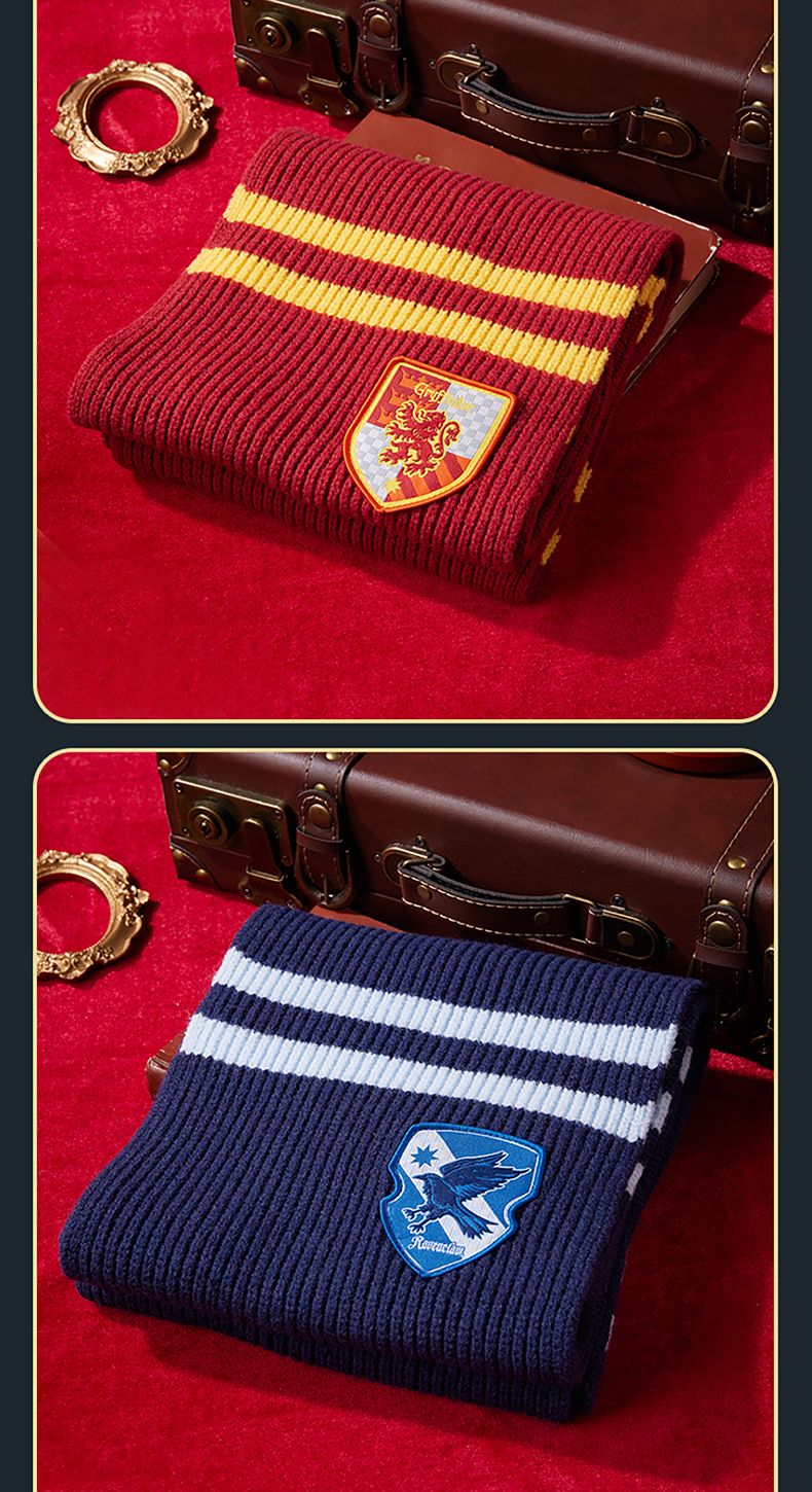 MINISO Cachecol de Malha Listrado Universitário Série Harry Potter Kawaii Feminino Anime Girly Coração Fofo Engrossado Outono Inverno Quente