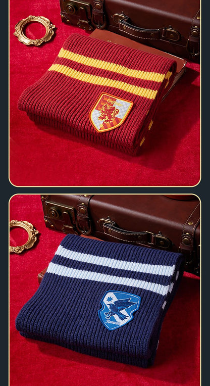 MINISO Cachecol de Malha Listrado Universitário Série Harry Potter Kawaii Feminino Anime Girly Coração Fofo Engrossado Outono Inverno Quente