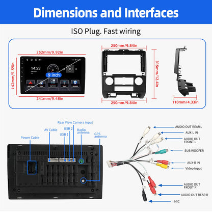 9" Car Stereo Radio For Ford Escape 2007-2012 Apple Carplay GPS Navigation WIFI 2G+32G Android 14 SWC Bluetooth FM/RDS Head Unit