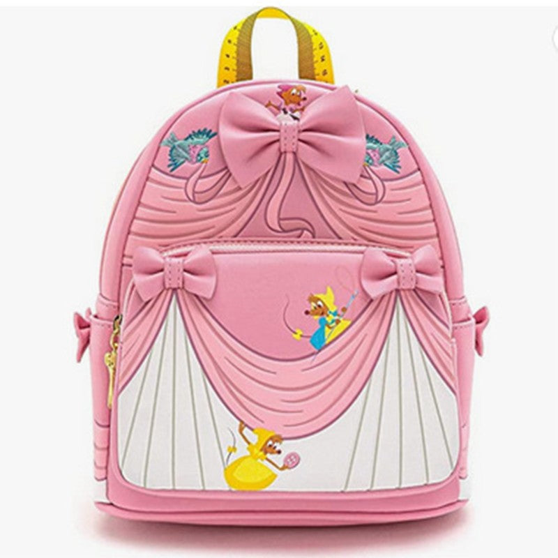 Mochila Loungefly Mini Princessa Gus e Jaq Teacup 70º Aniversário Lenticular Série Cinderela