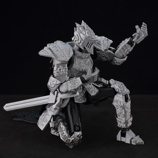 ?9L3D Lucky13 Silver Armor Knight Action Figure Dummy13 with TripleWeapon T13 Multi-Jointed 3D Printed Collectible Toy Titan13?