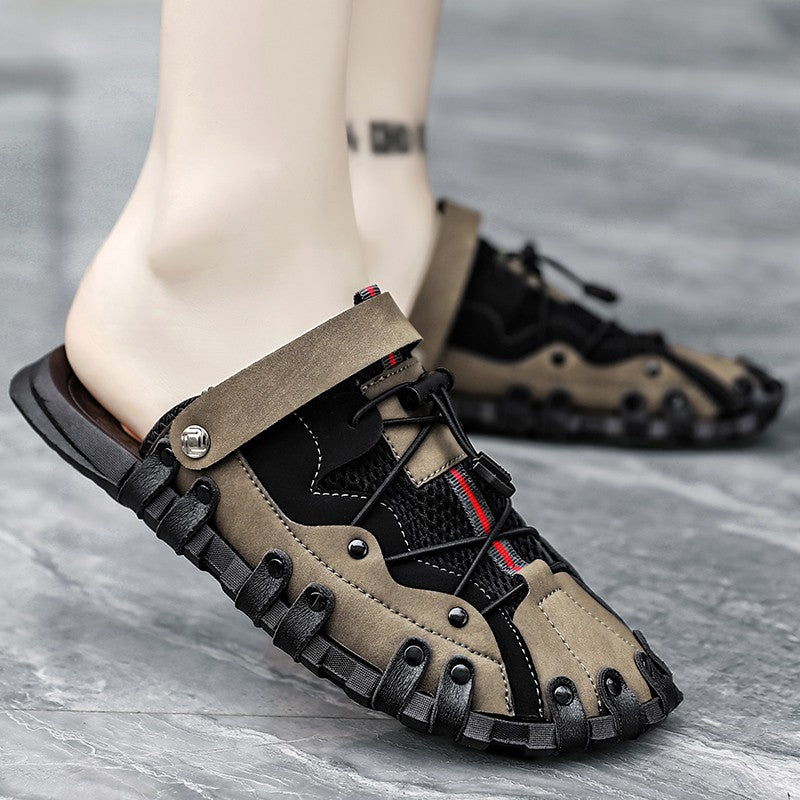 Men plus size Baotou casual sandals summer soft-sole non-slip outdoor beach shoes fashion youth outdoor dual-use sports slippers