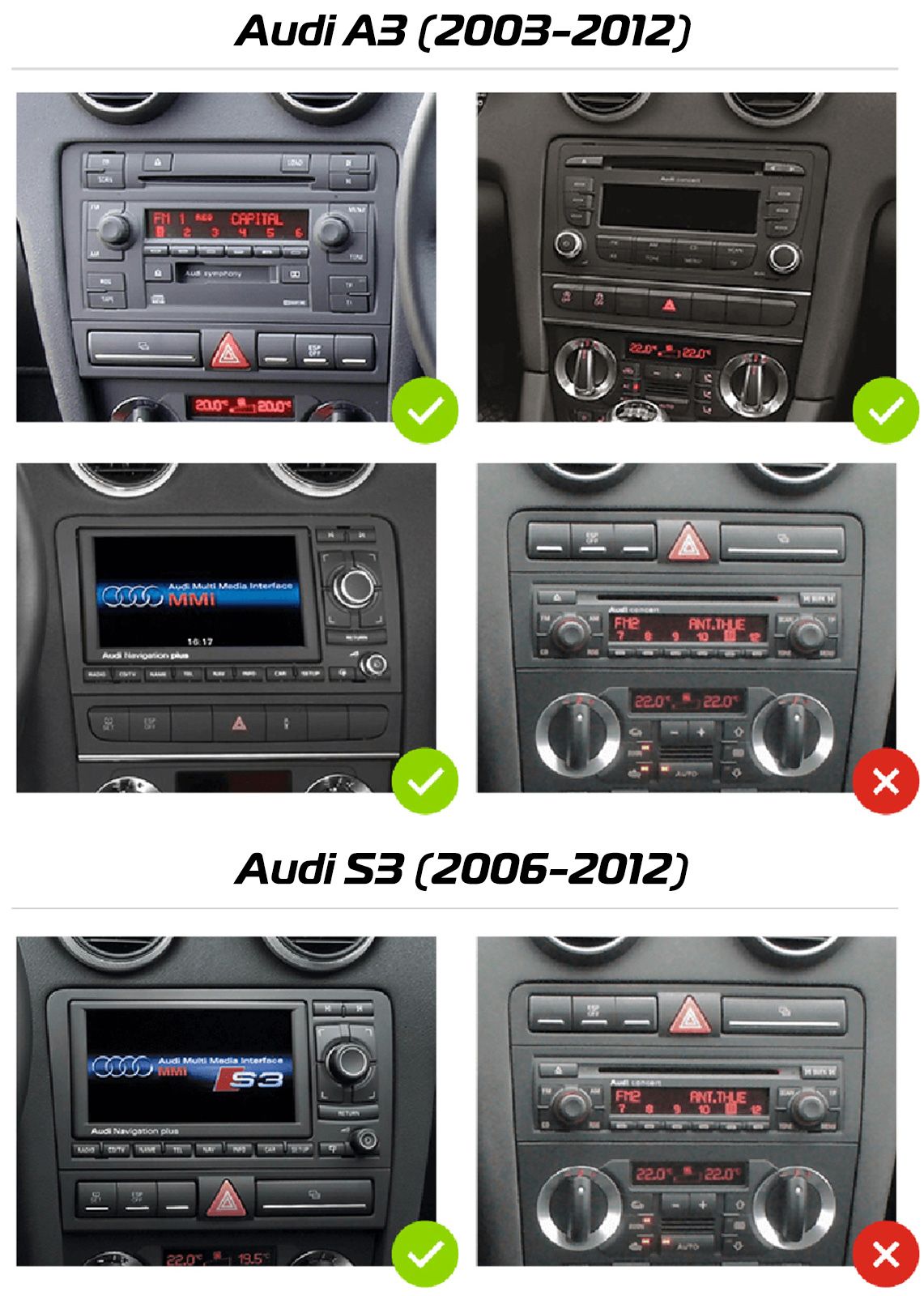 ESSGOO 9" Carplay AndroidAuto Car Stereo Multimedia Player Radio Android 13 GPS SAT Navi Wifi BT FM RDS For Audi A3 8P 2003-2013
