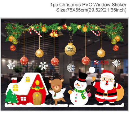 2025 Merry Christmas Wall Sticker Window Glass Merry Christmas Decor for Home Living Room Wall Decor 2026 Happy New Year Sticker