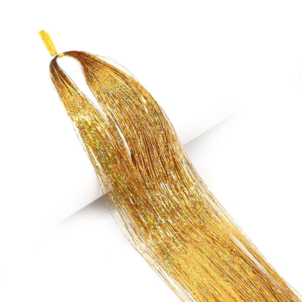 Kit de Fios Brilhantes Coloridos de Glitter para Cabelo, Fio de Cabelo Dourado Brilhante, Extensões de Corda, Acessórios de Cabelo para Mulheres, Enfeite de Cabelo