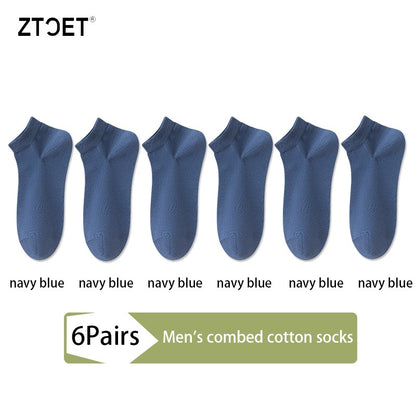 6Pairs High Quality Men Combed Cotton Socks Short Breathable Odor proof and antibacterial Business Spring Summer for Male sock
