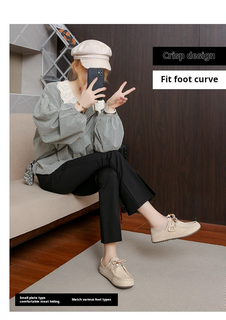 Fashion Brand Shoes Woman 2025 Autumn New Vintage Suede Loafers Pumps Women's Casual Flats Shoes British Style Flat Single Shoes