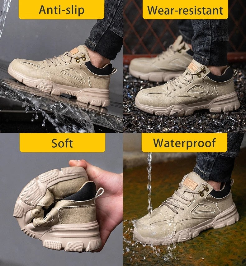 Sapatos de Segurança Masculinos de Alta Qualidade com Fivela Rotativa de Arame de Aço, Tênis de Trabalho Indestrutíveis, Antiesmagamento, Antiperfuração