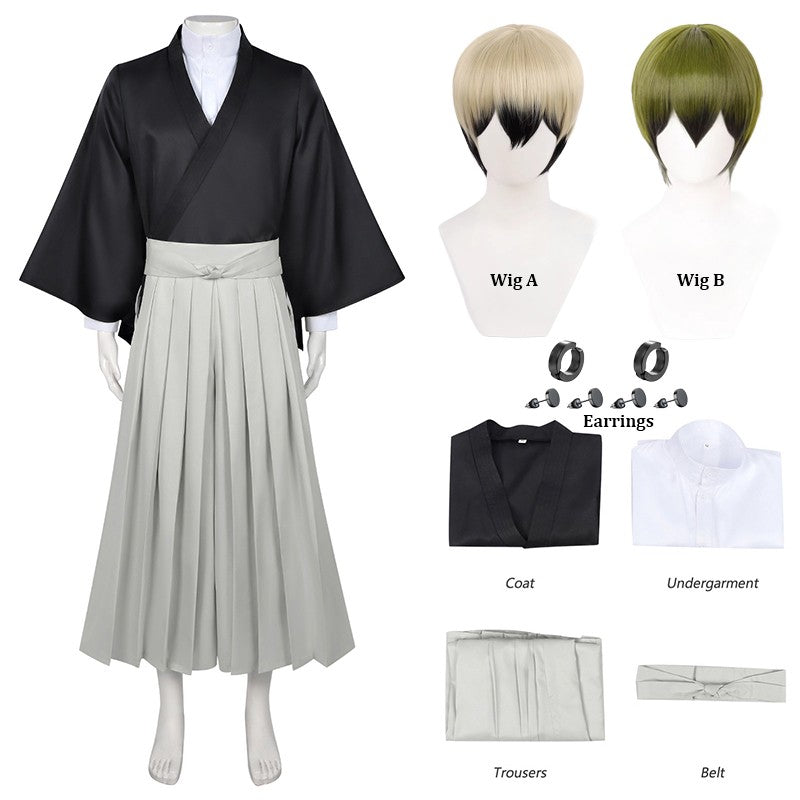Anime Zenin Naoya Cosplay Costume Wig Earrings Jujutsu The Culling Game Uniform Halloween Carnival Party Role Playing Outfit