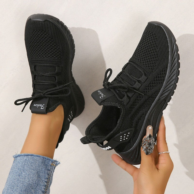 Designer Women Casual Sneakers Sports Shoes Fashion Brand Lace Up Loafers Female Knitted Mesh Breathable Shoes for Women