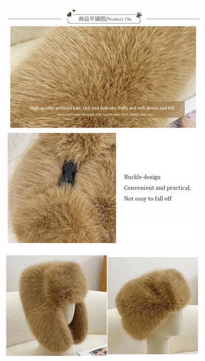 Fluffy Imitation Mink Fur Bomber Hats Women's Autumn and Winter Korean Version Plush Hat Female Ins Blogger Cycling Cold Hat