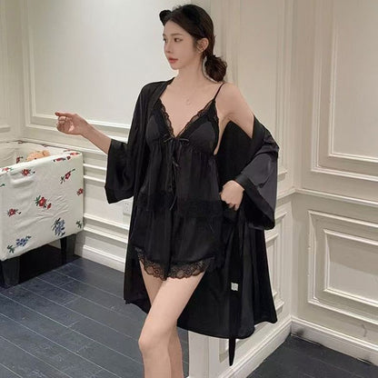 French-Style Strapless Nightgown for Women Summer Strapless Robe Two-Piece Set Summer Purely Sensual Beauty Straps with Padded C