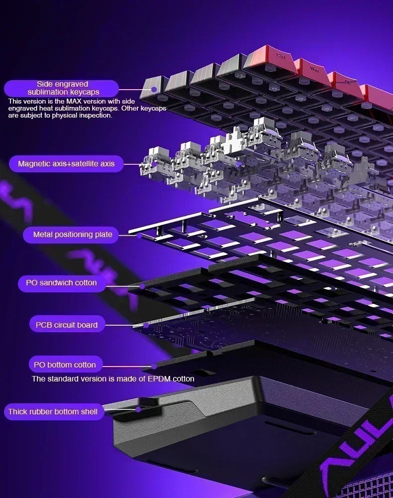 Teclado Gamer AULA WIN60/68HE Magnetic Switch 8000Hz Teclado Mecânico Customizável E-sport de Baixa Latência para FPS