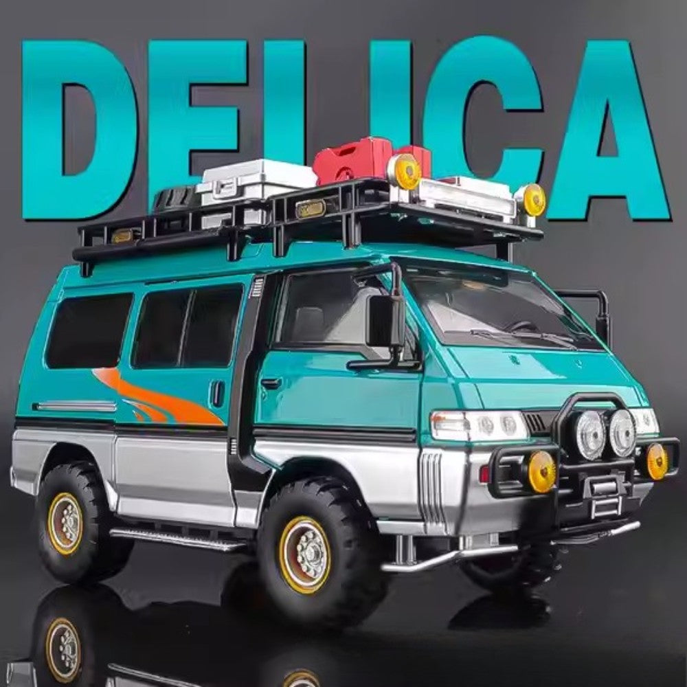 1:24 Mitsubishi Delica H2 Carro de Brinquedo de Liga Leve com Portas Abertas, Som, Luz, Fricção, Miniatura Veículo Presente de Aniversário para Menino