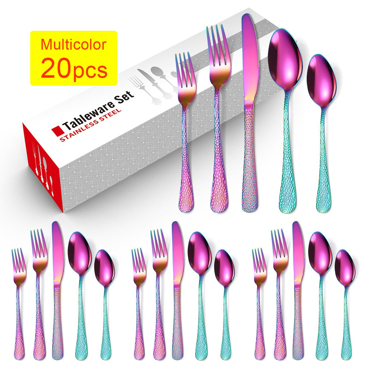 20/30/40Pcs Luxury Tableware Flatware Set Creative Snake Skin Hotel Steak Dinnerware Set Stainless Steel Gold Cutlery Set Gift