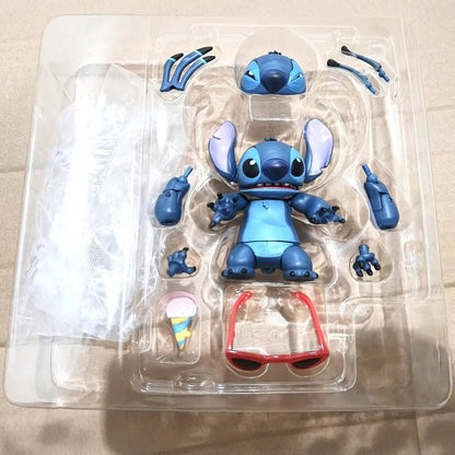 Kaiyodo Revoltech Stitch Boneco Articulado - Modelo Articulado Montável Coleção de Brinquedos Estatueta Decorativa para Presente Infantil