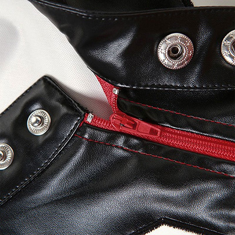 Women Crop Coat New Streetwear Fashion Letter Print Autumn Casual Sporty Wild Clothing Uniform Trend Female Faux Leather Jacket