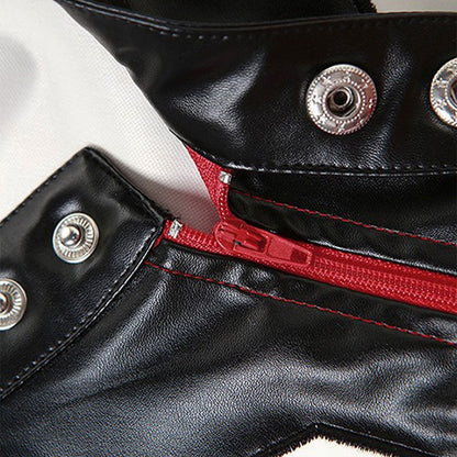 Women Crop Coat New Streetwear Fashion Letter Print Autumn Casual Sporty Wild Clothing Uniform Trend Female Faux Leather Jacket